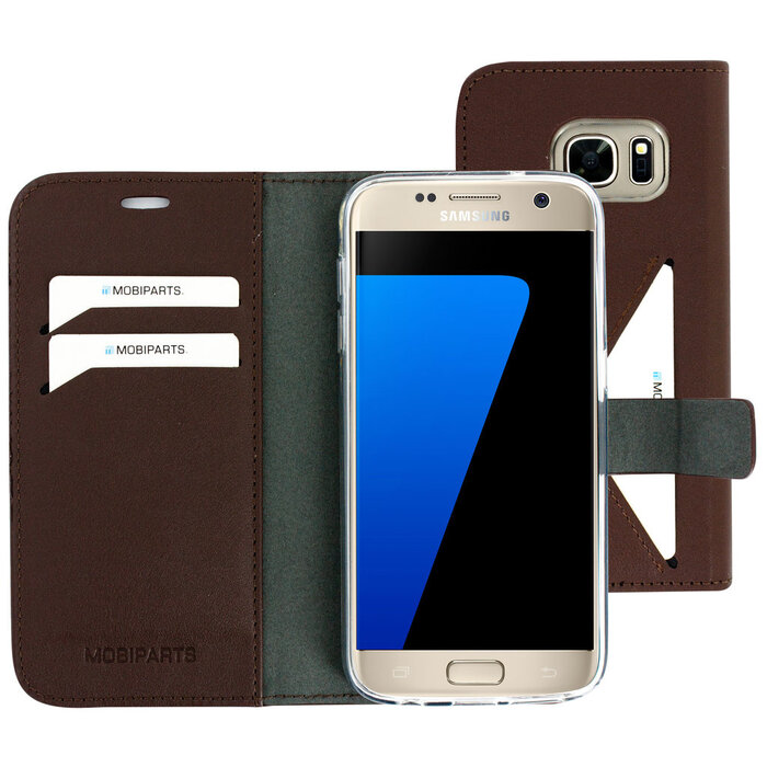 Mobiparts Mobiparts Classic Wallet Case voor Samsung Galaxy S7 - Bruin - Kunstleren Hoes met Kaarthouder