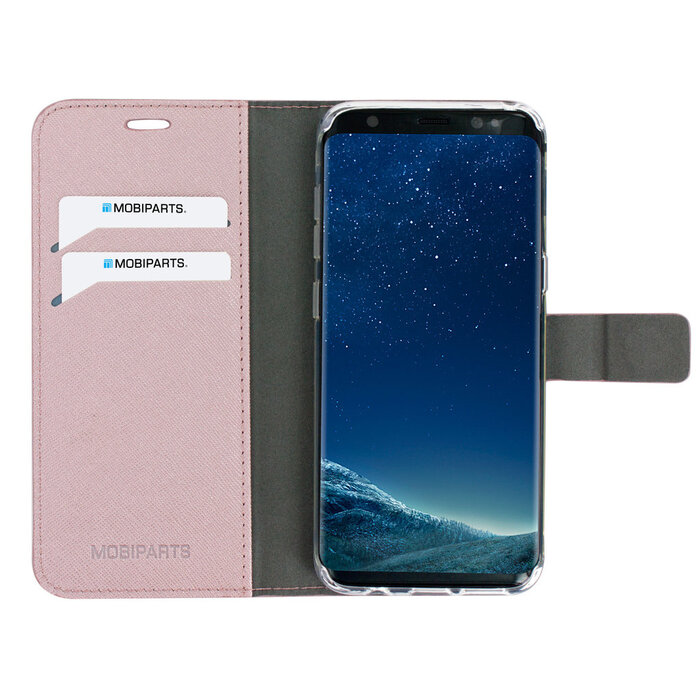 Mobiparts Mobiparts Saffiano Wallet Case voor Samsung Galaxy S8 - Roze Hoesje met Pasjeshouder