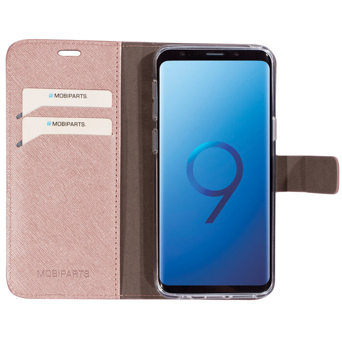 Mobiparts Mobiparts Saffiano Wallet Case voor Samsung Galaxy S9 - Stijlvolle Portemonnee Hoes Roze