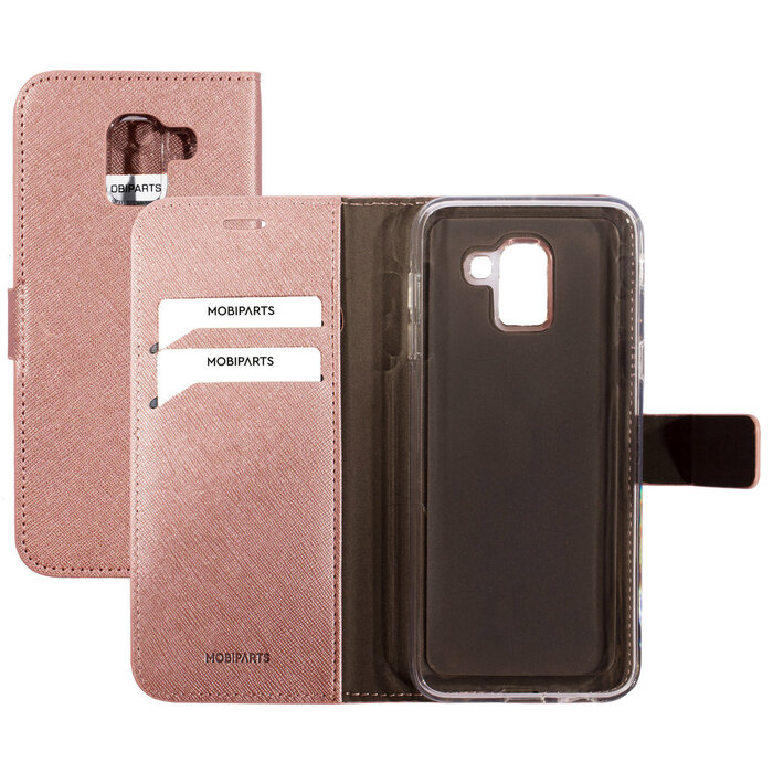 Mobiparts Mobiparts Saffiano Wallet Case voor Samsung Galaxy J6 (2018) - Hoesje met Pasjeshouder - Roze