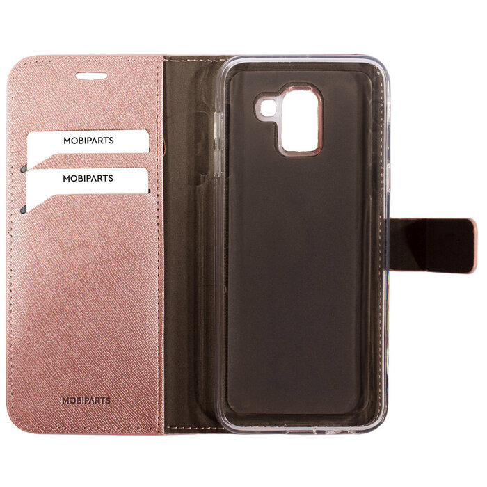 Mobiparts Mobiparts Saffiano Wallet Case voor Samsung Galaxy J6 (2018) - Hoesje met Pasjeshouder - Roze