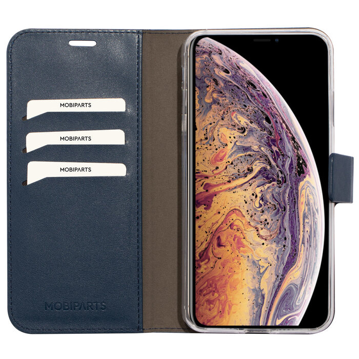 Mobiparts Mobiparts Classic Wallet Case voor iPhone XS Max - Blauw Kunstlederen Hoesje met Pasjeshouder