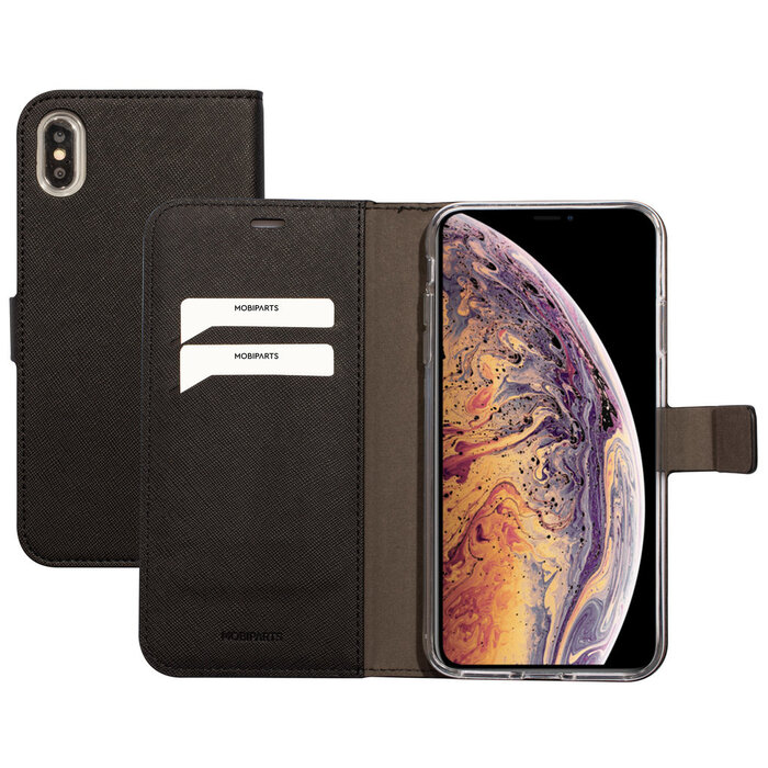Mobiparts Mobiparts Saffiano Wallet Case voor Apple iPhone XS Max - Zwart - Portemonnee Hoesje
