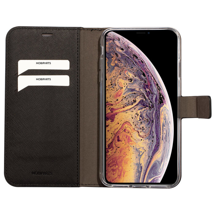 Mobiparts Mobiparts Saffiano Wallet Case voor Apple iPhone XS Max - Zwart - Portemonnee Hoesje