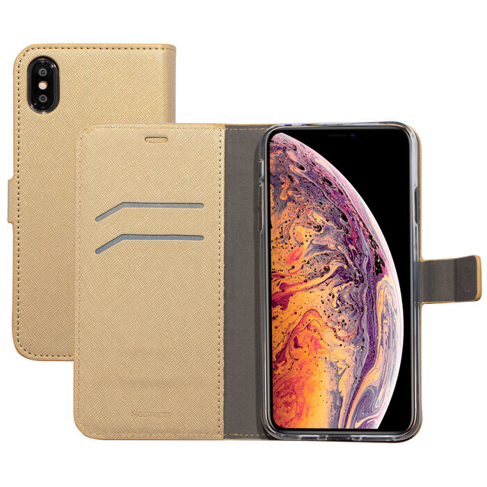Mobiparts Mobiparts Saffiano Wallet Case voor Apple iPhone XS Max - Goud