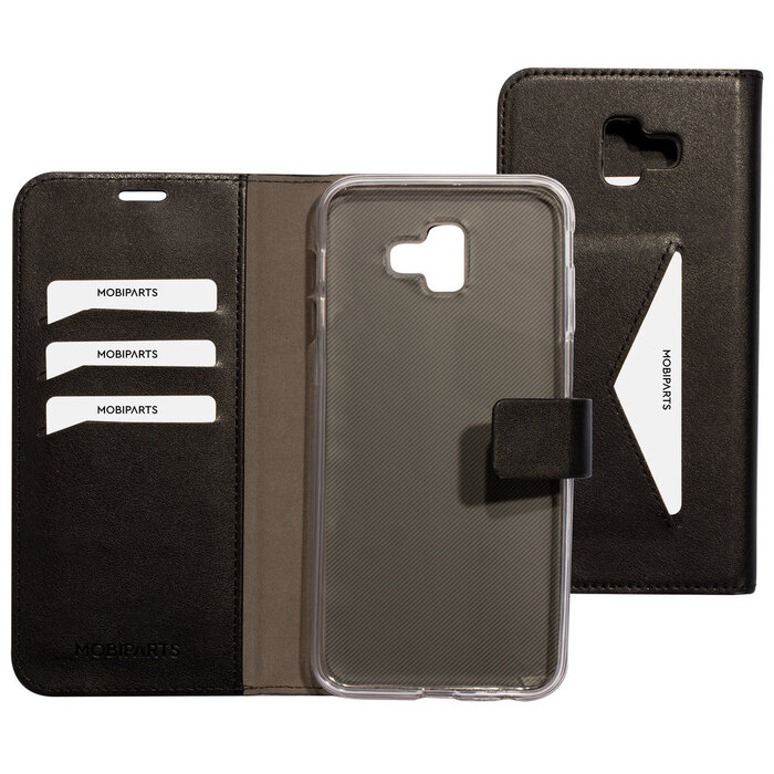 Mobiparts Mobiparts Classic Wallet Case voor Samsung Galaxy J6 Plus (2018) - Zwart - Kunstlederen Hoesje