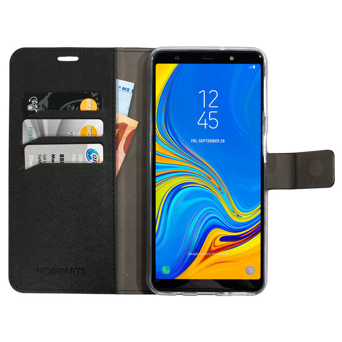Mobiparts Mobiparts Saffiano Wallet Case voor Samsung Galaxy A7 (2018) - Hoesje met Kaarthouder - Zwart