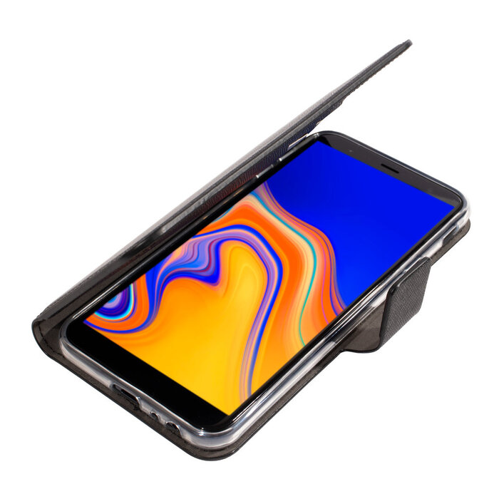 Mobiparts Mobiparts Saffiano Wallet Case voor Samsung Galaxy J4 Plus (2018) - Zwart - Hoesje met pasjeshouder