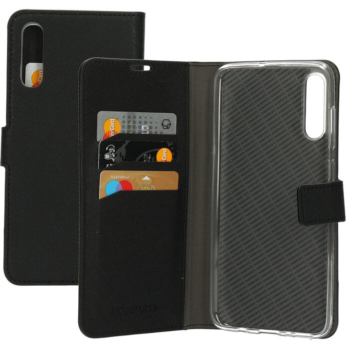 Mobiparts Mobiparts Saffiano Wallet Case voor Samsung Galaxy A70 - Zwart - Bookcase met pasjeshouder