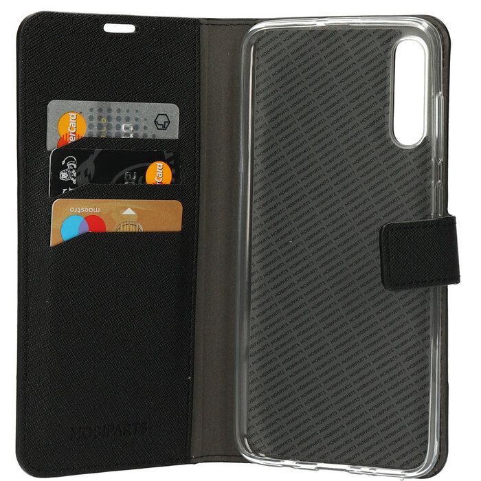Mobiparts Mobiparts Saffiano Wallet Case voor Samsung Galaxy A70 - Zwart - Bookcase met pasjeshouder