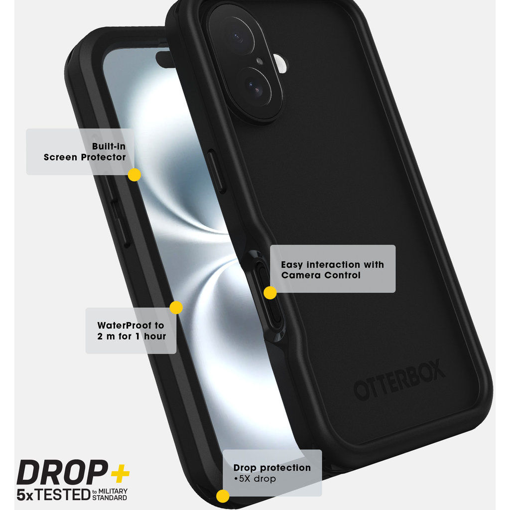 Otterbox Otterbox FRE MagSafe Case voor Apple iPhone 16 Pro - Zwart - Waterdicht en Schokbestendig