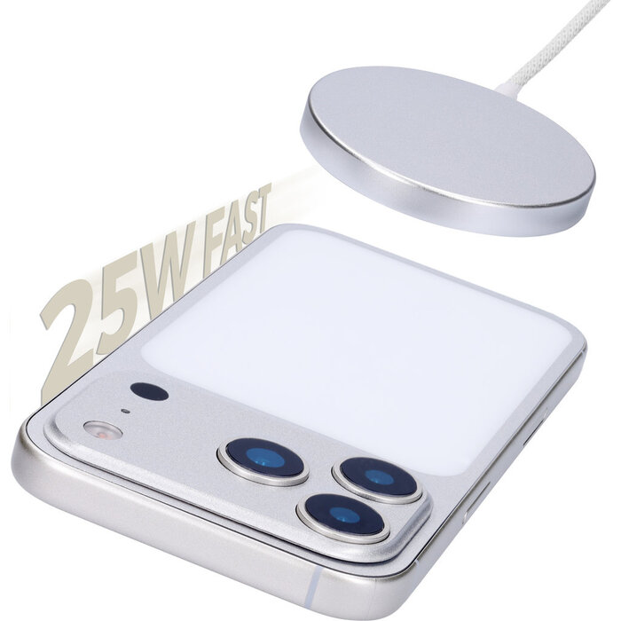 Mobiparts Mobiparts Wireless Charge Pad 25W - Aluminium - MagSafe & Qi2 - Wit