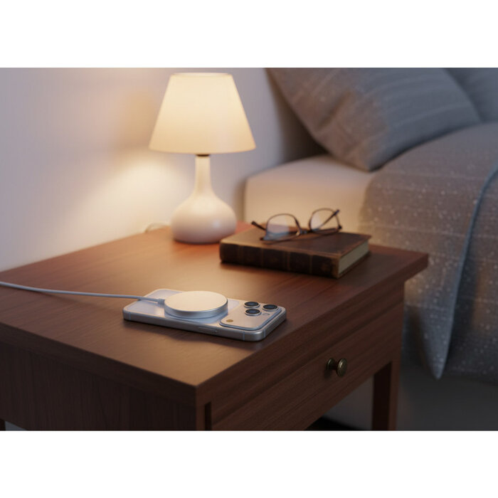 Mobiparts Mobiparts Wireless Charge Pad 25W - Aluminium - MagSafe & Qi2 - Wit