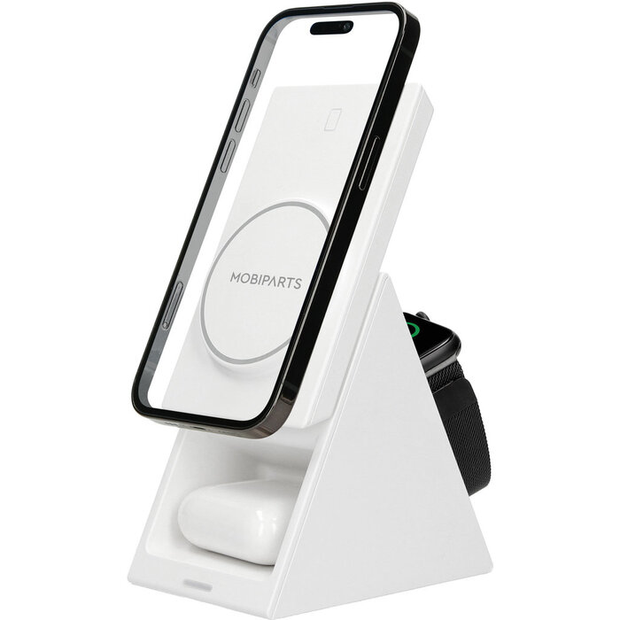 Mobiparts Mobiparts 3-in-1 Draadloze Oplader 15W - MagSafe Geschikt - Wit