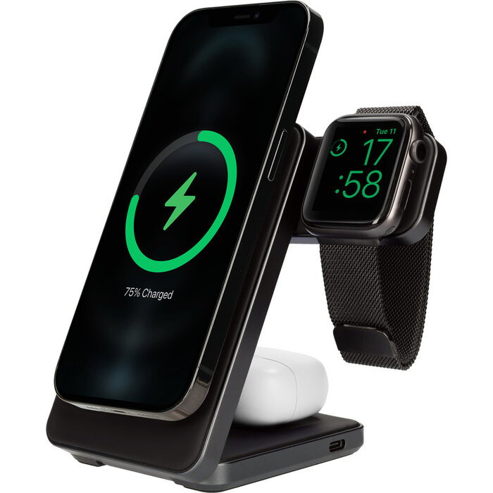 Mobiparts Mobiparts Foldable Wireless 3 in 1 Charger 15W Triangle Aluminum