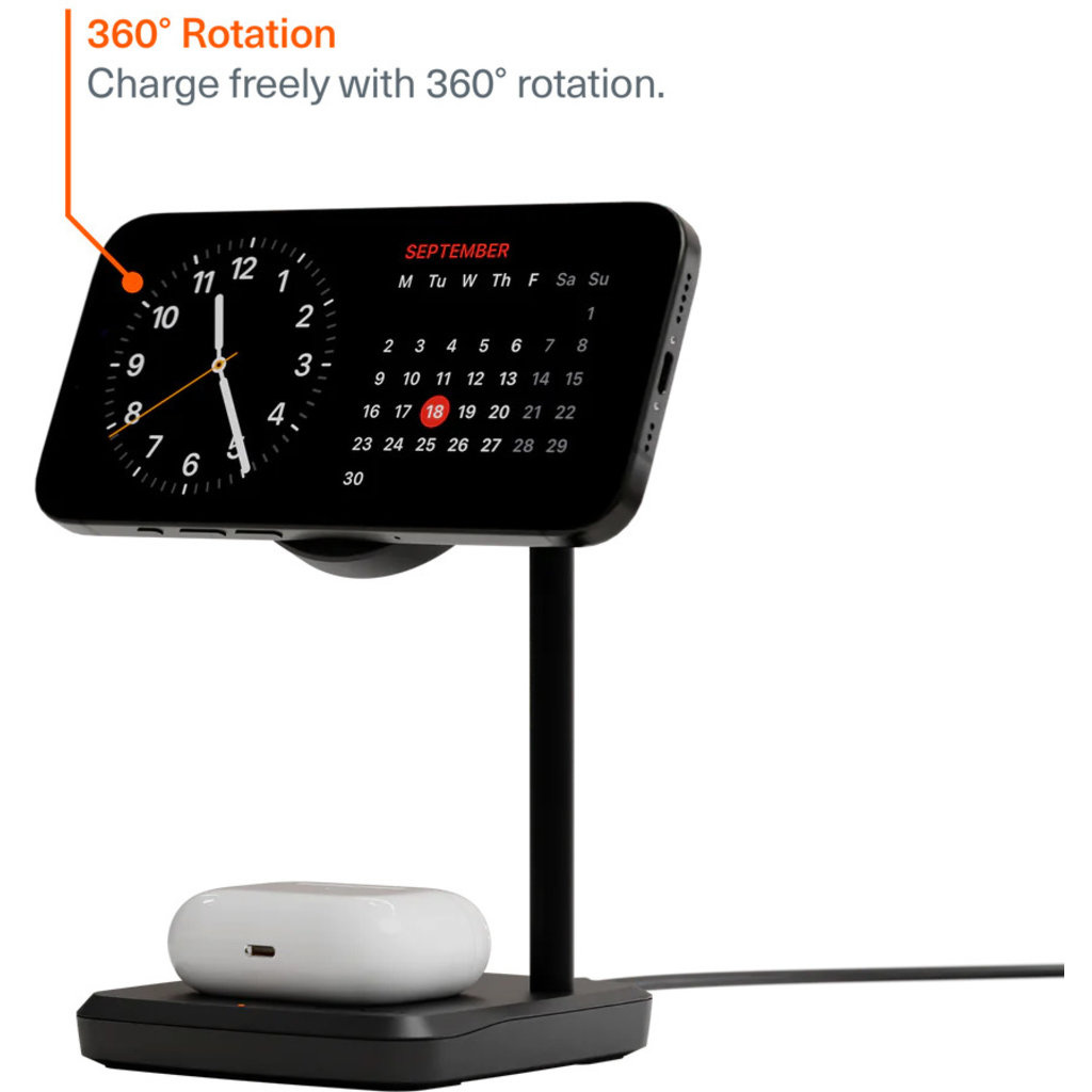 Cygnett Cygnett Qi2 2-in-1 Magnetisch Oplaadstation 15W - Zwart, foto 4 van 5