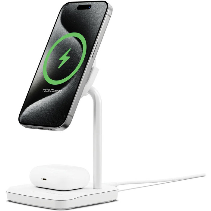 Cygnett Cygnett Qi2 2-in-1 Magnetisch Oplaadstation voor iPhone & AirPods - 15W - Wit