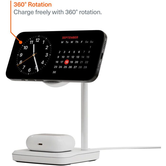 Cygnett Cygnett Qi2 2-in-1 Magnetisch Oplaadstation voor iPhone & AirPods - 15W - Wit