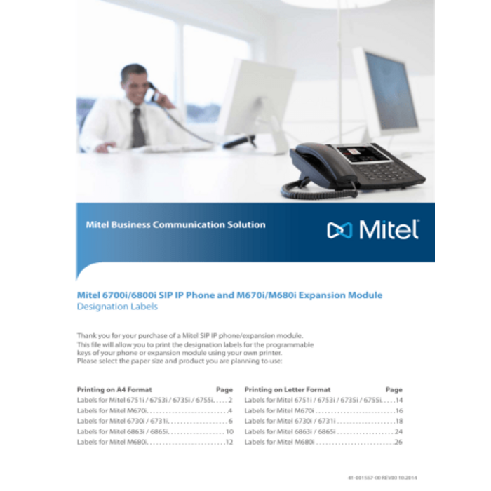 Mitel Mitel M680I EXPANSION MODULE (Paper label)