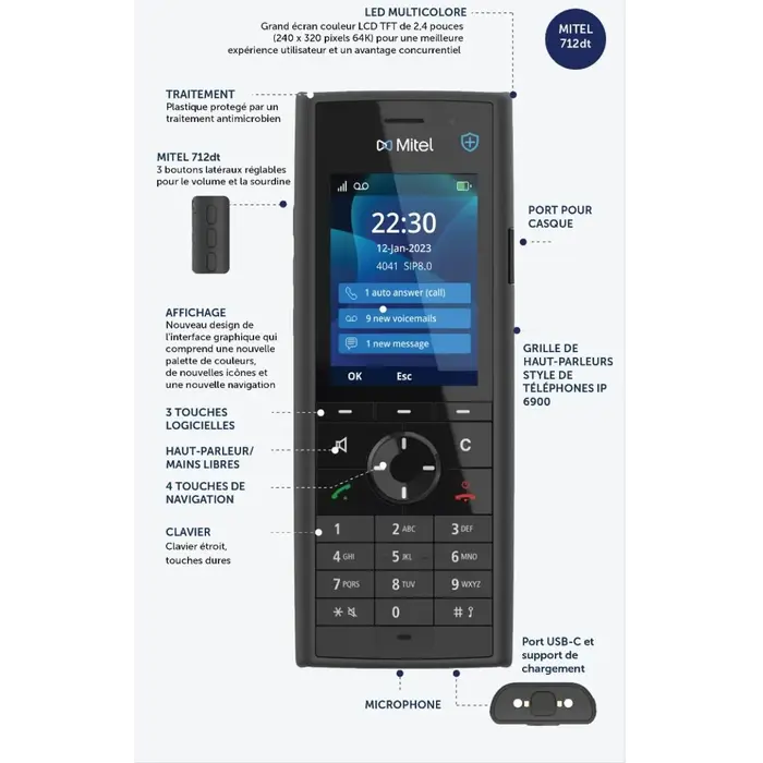 Mitel Originele Mitel Batterij voor 712dt en 722dt DECT (51310688)
