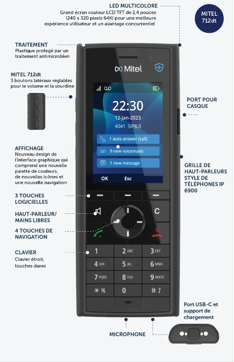 Mitel Originele Mitel Batterij voor 712dt en 722dt DECT (51310688)