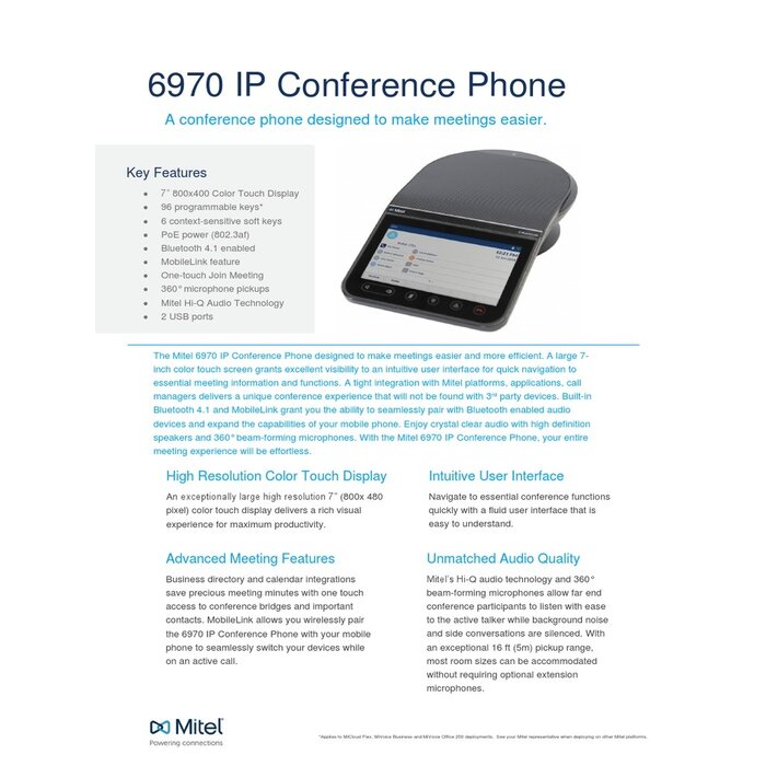 Mitel Mitel 6970 IP Conference Phone met Touchscreen (50008271)