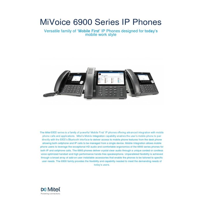 Mitel Mitel 6900-serie Reserve Handset - Originele Hoorn voor IP-Telefoon (50006772P1)