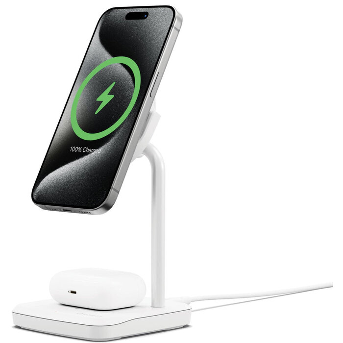 Cygnett Cygnett Qi2 2-in-1 Magnetisch Oplaadstation voor iPhone & AirPods - 15W - Wit