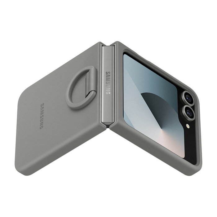 Samsung Origineel Samsung Galaxy Z Flip 6 Siliconen Cover met Ring - Grijs