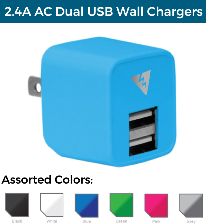 Quick & Easy Quick & Easy USB Muuroplader 2.4A Dual Port - 5-Pack Zwart