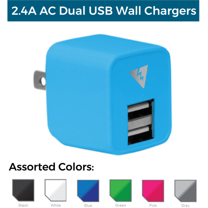 Quick & Easy Dubbele USB Wandoplader 2.4A - Wit - Voordeelverpakking (5-Pack)