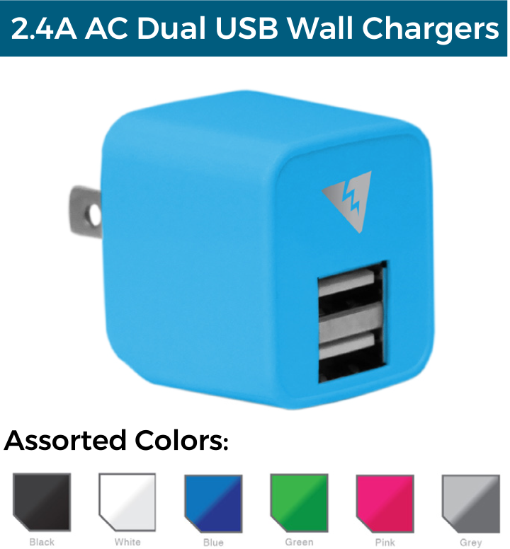 Quick & Easy Dubbele USB Wandoplader 2.4A - Wit - Voordeelverpakking (5-Pack)