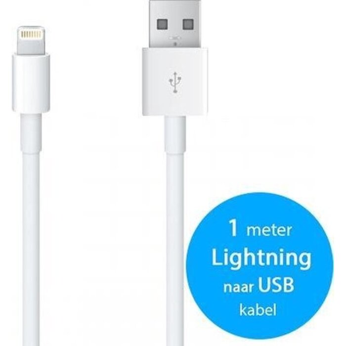 Quick & Easy Lightning naar USB Oplaadkabel 1 meter Wit - 5-pack