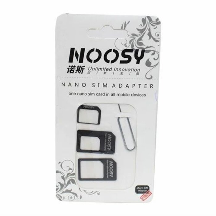 Noosy Noosy 3-delige SIM Kaart Adapter Set - Nano & Micro naar Standaard - Wit