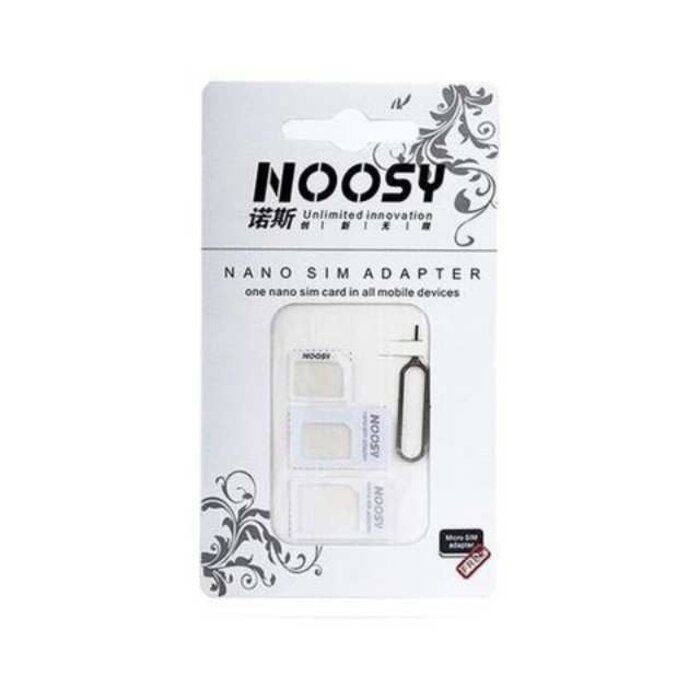 Noosy Noosy 3-delige SIM Kaart Adapter Set - Nano & Micro naar Standaard - Wit