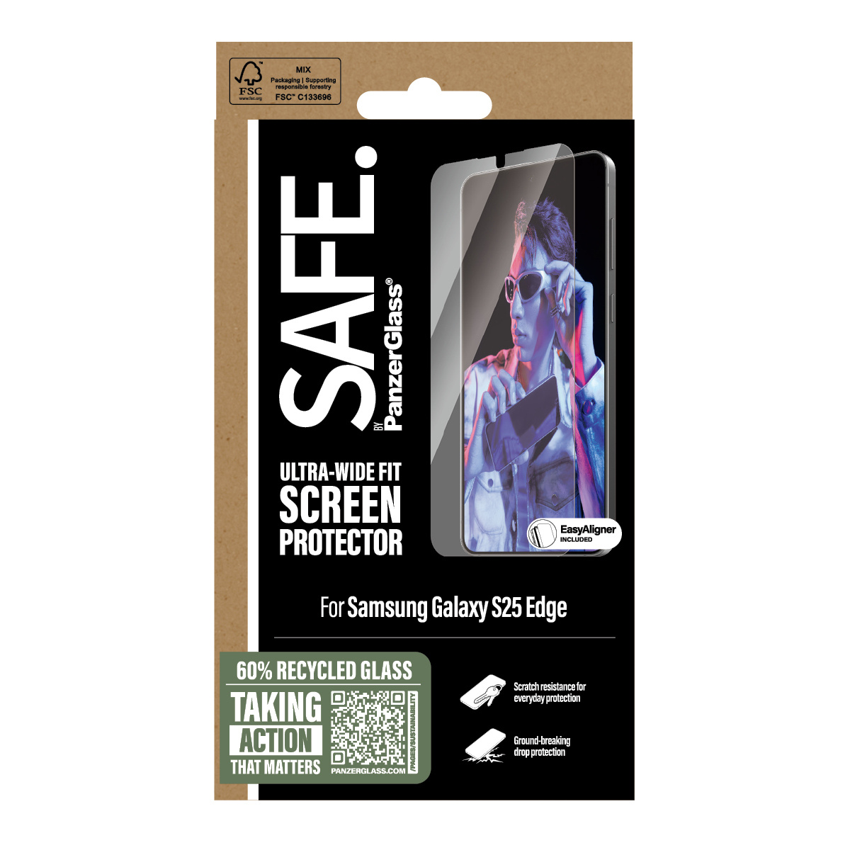SAFE by PanzerGlass SAFE by PanzerGlass Edge Screenprotector voor Samsung Galaxy S25
