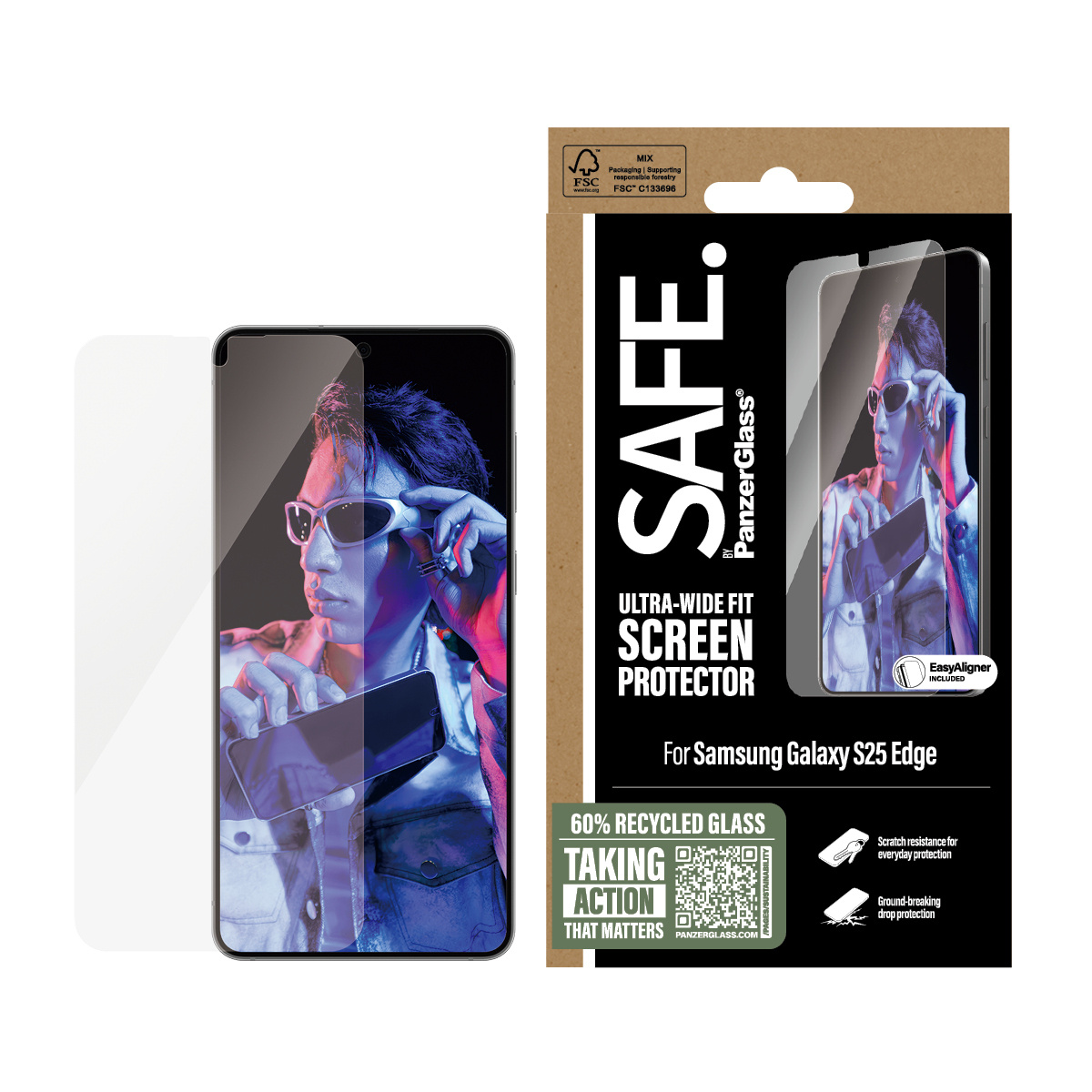 SAFE by PanzerGlass SAFE by PanzerGlass Edge Screenprotector voor Samsung Galaxy S25