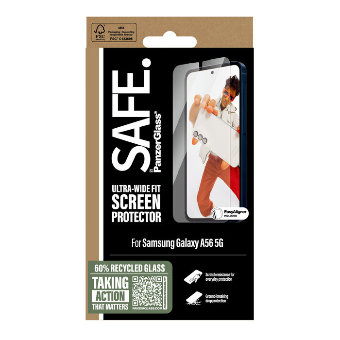 SAFE by PanzerGlass SAFE by PanzerGlass Screenprotector voor Samsung Galaxy A56 Ultra-Wide-Fit