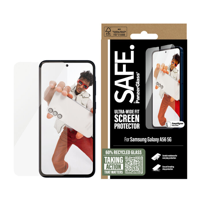 SAFE by PanzerGlass SAFE by PanzerGlass Screenprotector voor Samsung Galaxy A56 Ultra-Wide-Fit