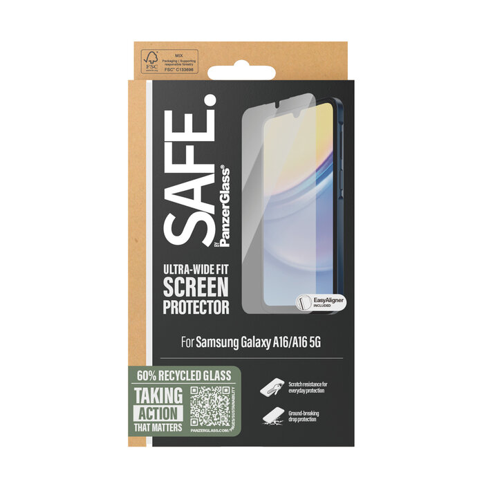 SAFE by PanzerGlass SAFE by PanzerGlass Screenprotector Samsung Galaxy A16 - Ultra-Wide-Fit Gehard Glas