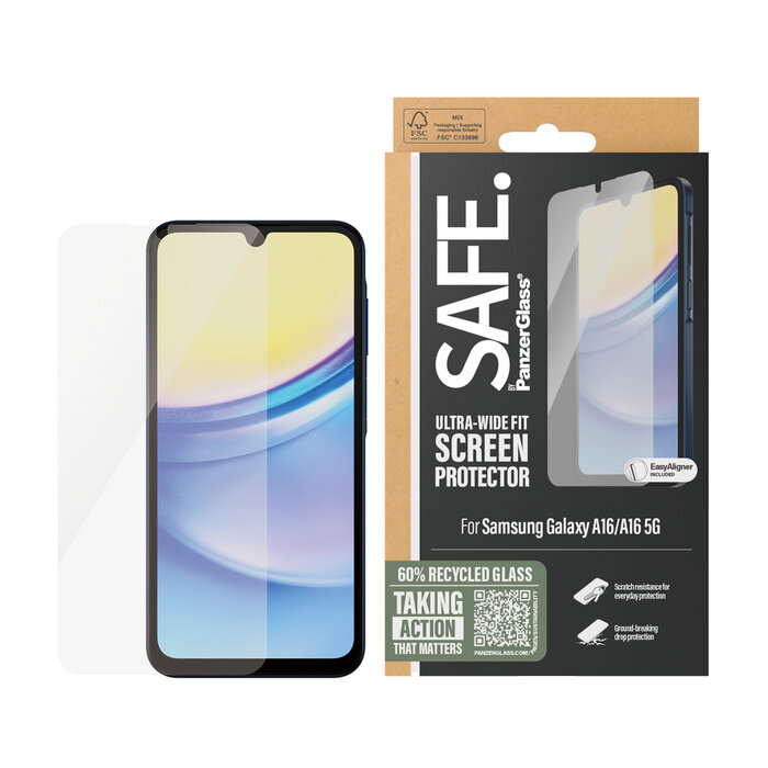 SAFE by PanzerGlass SAFE by PanzerGlass Screenprotector Samsung Galaxy A16 - Ultra-Wide-Fit Gehard Glas