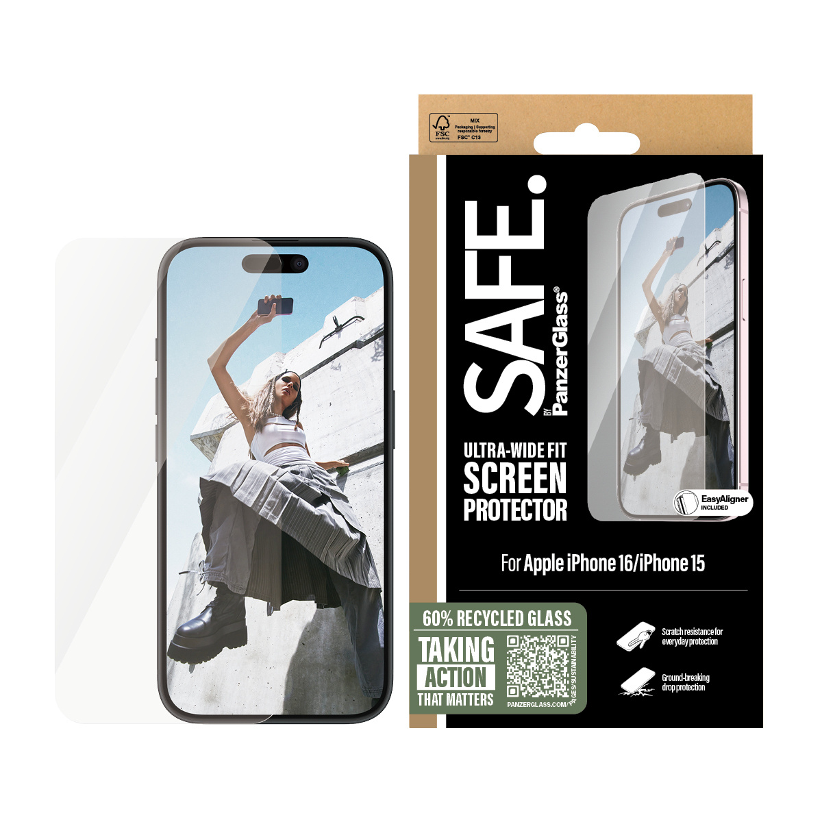 SAFE by PanzerGlass SAFE by PanzerGlass Screenprotector voor Apple iPhone 16 / 15