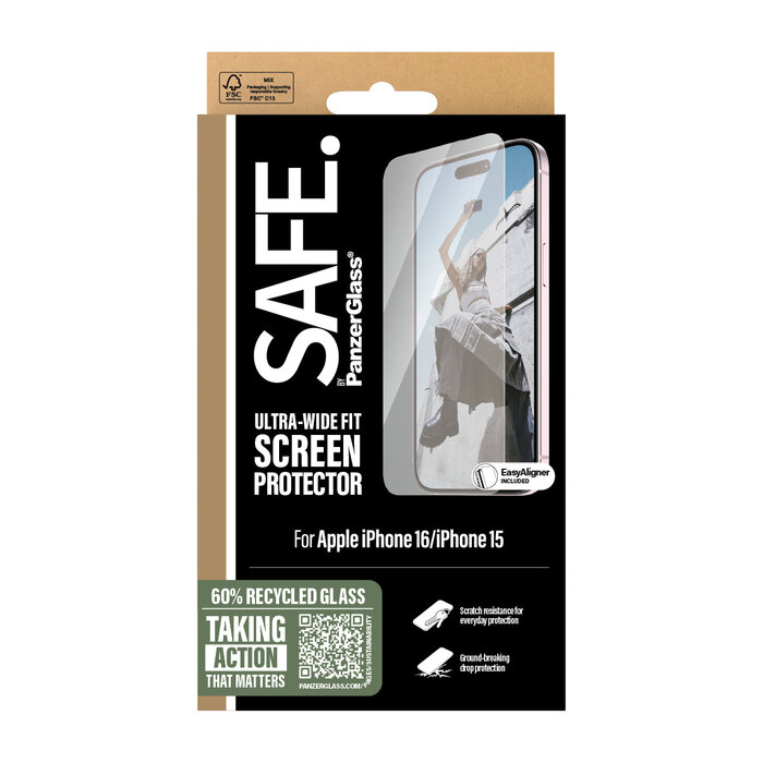 SAFE by PanzerGlass SAFE by PanzerGlass Screenprotector voor Apple iPhone 16 / 15