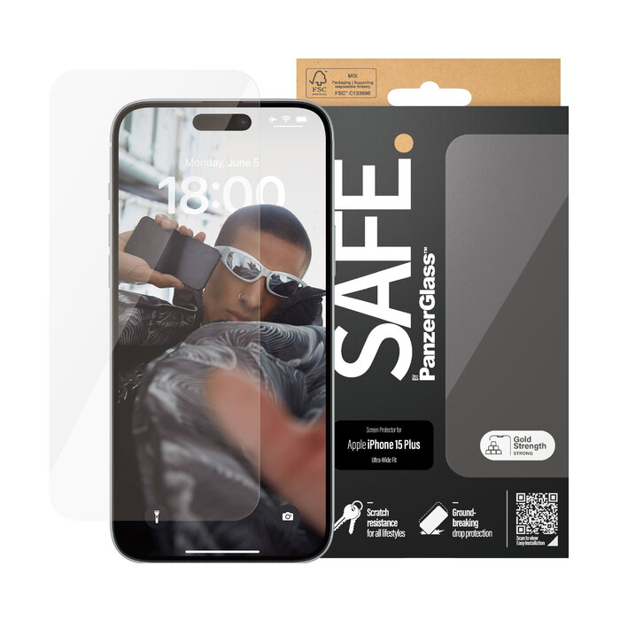 SAFE by PanzerGlass SAFE by PanzerGlass Screenprotector voor Apple iPhone 15 Plus - Gehard Glas