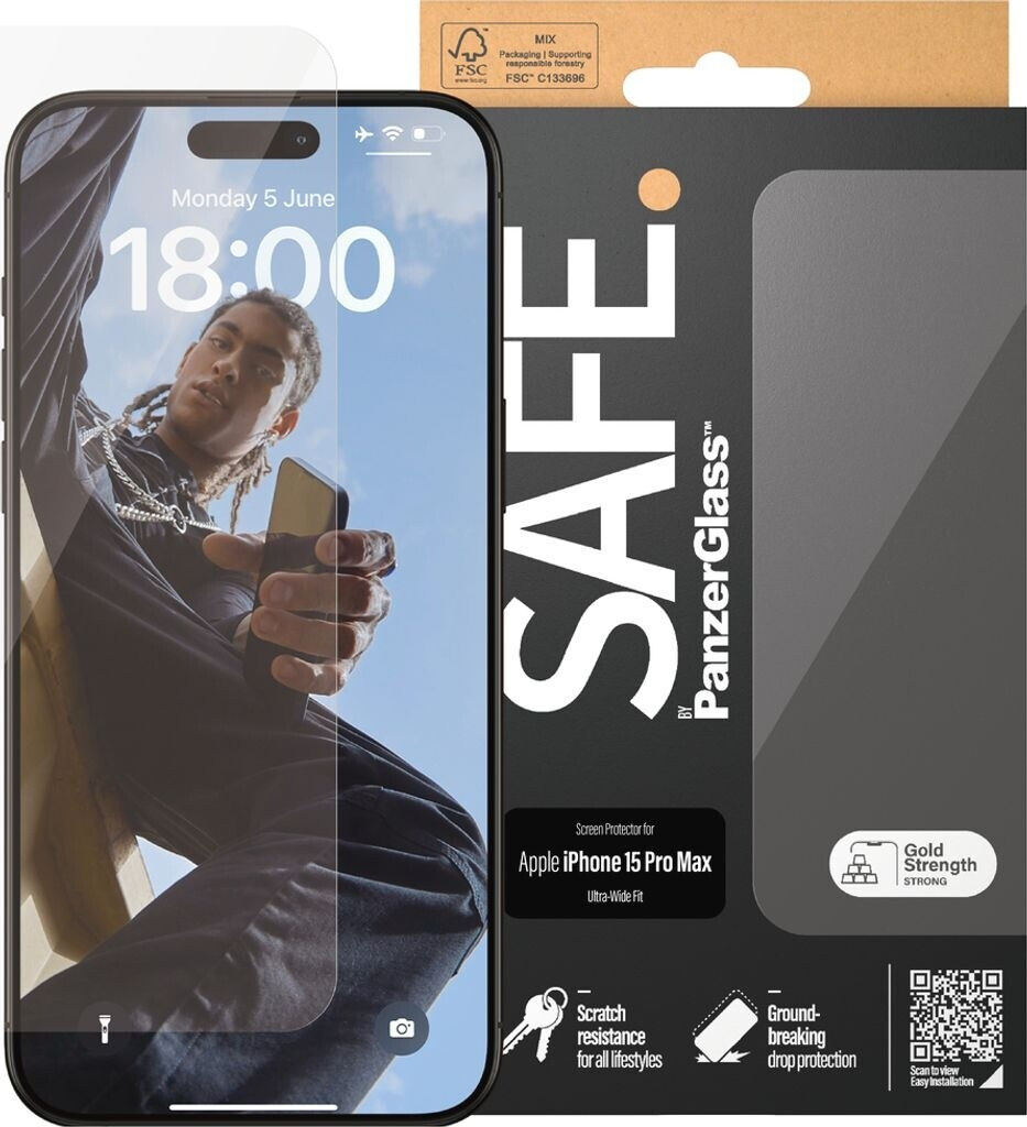 SAFE by PanzerGlass SAFE by PanzerGlass Screenprotector - Apple iPhone 15 Pro - Gehard Glas