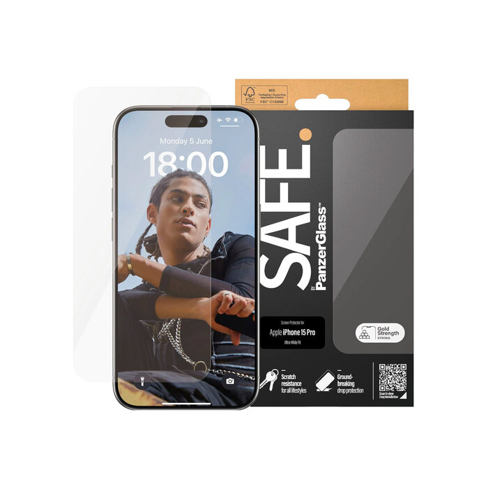 SAFE by PanzerGlass SAFE by PanzerGlass Screenprotector - Apple iPhone 15 Pro - Gehard Glas
