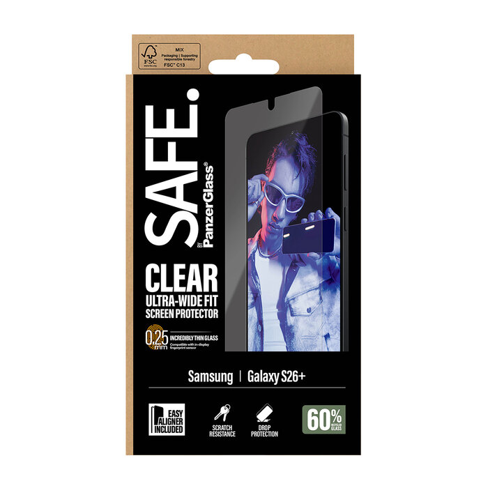SAFE by PanzerGlass SAFE by PanzerGlass Screenprotector voor Samsung Galaxy S26 Plus - Ultra-Wide-Fit