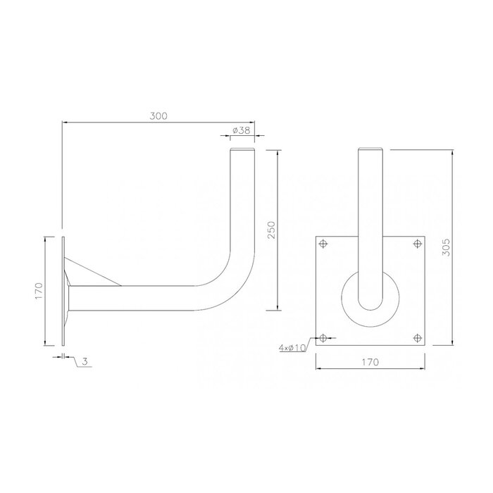 Ascom Ascom Verstevigde haakse muurbeugel 38 mm
