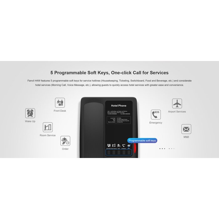 Fanvil Fanvil H4 SIP Hoteltelefoon met PoE en HD-Audio
