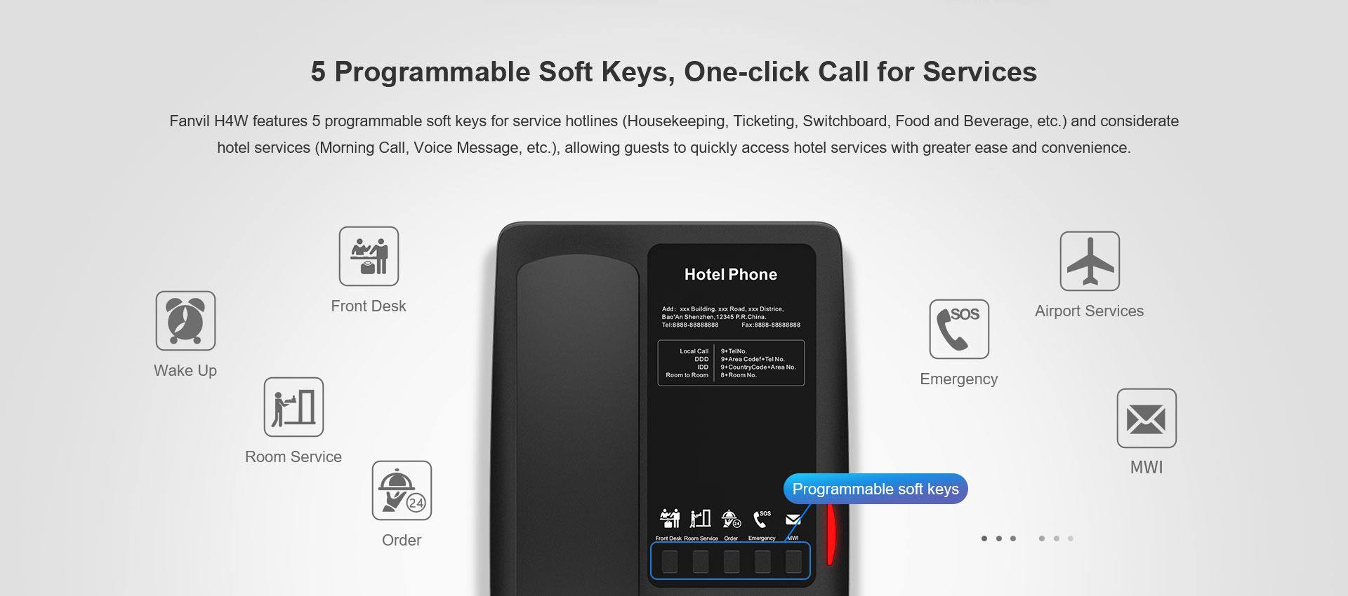 Fanvil Fanvil H4 SIP Hoteltelefoon met PoE en HD-Audio